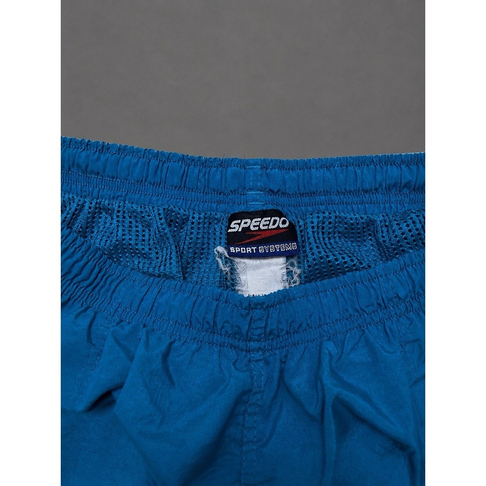 Vintage Speedo Y2K Swim Trunks Men's Blue 90s Swim Shorts Retro Beach Shorts - Picture 3 of 5